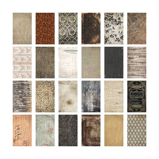 Tim Holtz® Idea-Ology 6" x 10" Antique Halloween Double-Sided Paper Backdrops, 24 Sheets